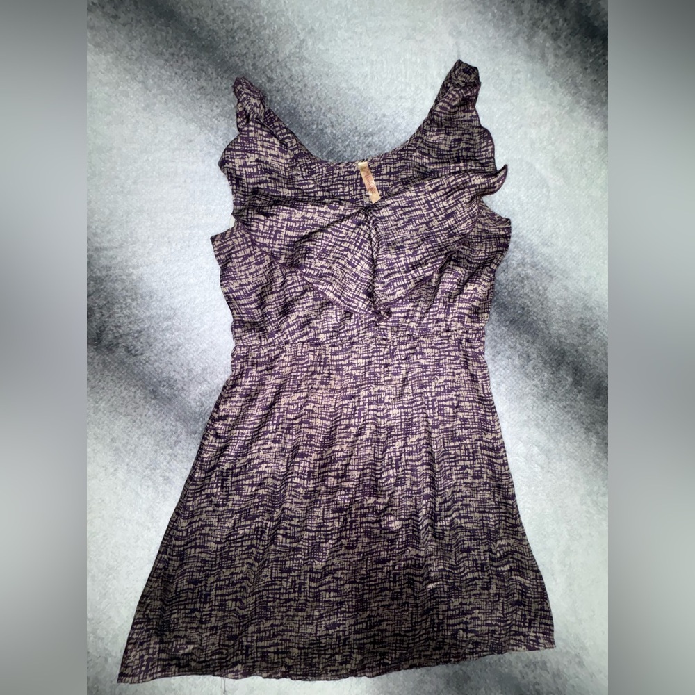 (B2) Paulkn KC Sleeveless Printed Tank Dress Purple Multi Geo Pattern Size Small